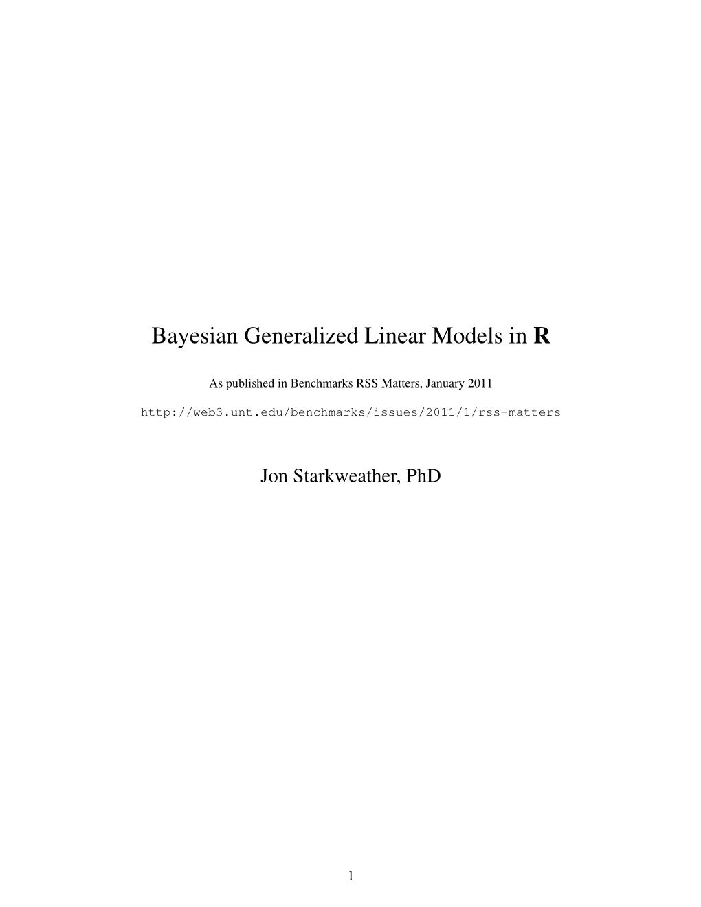 Bayesian Generalized Linear Models in R