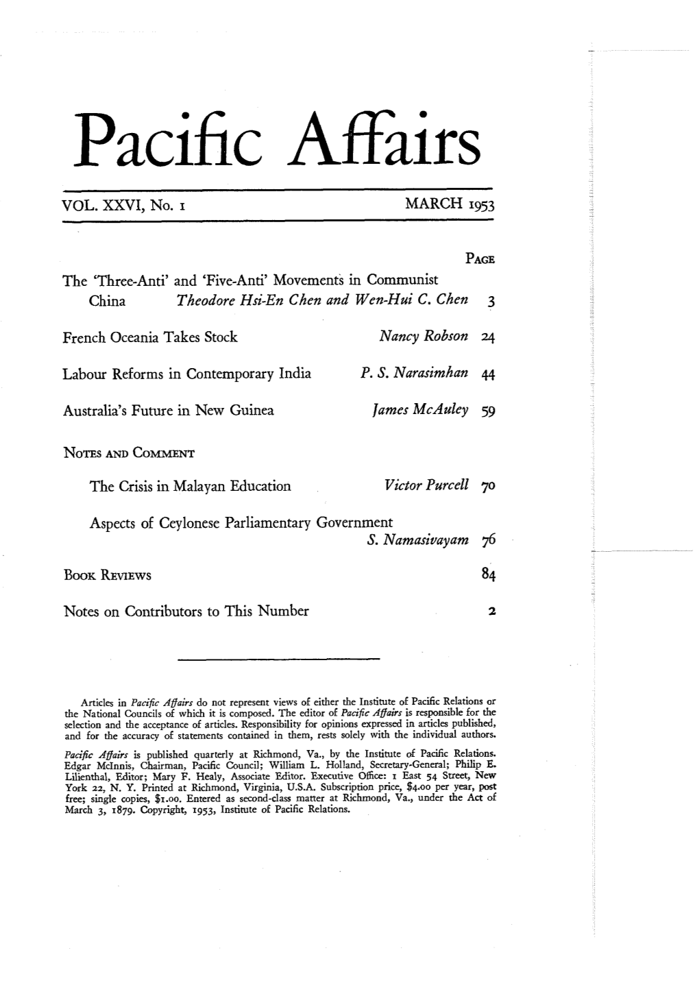 Pacific Affairs