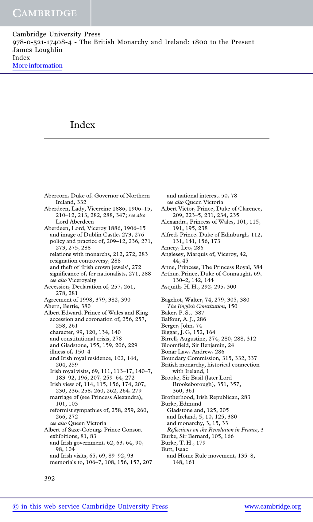 The British Monarchy and Ireland: 1800 to the Present James Loughlin Index More Information