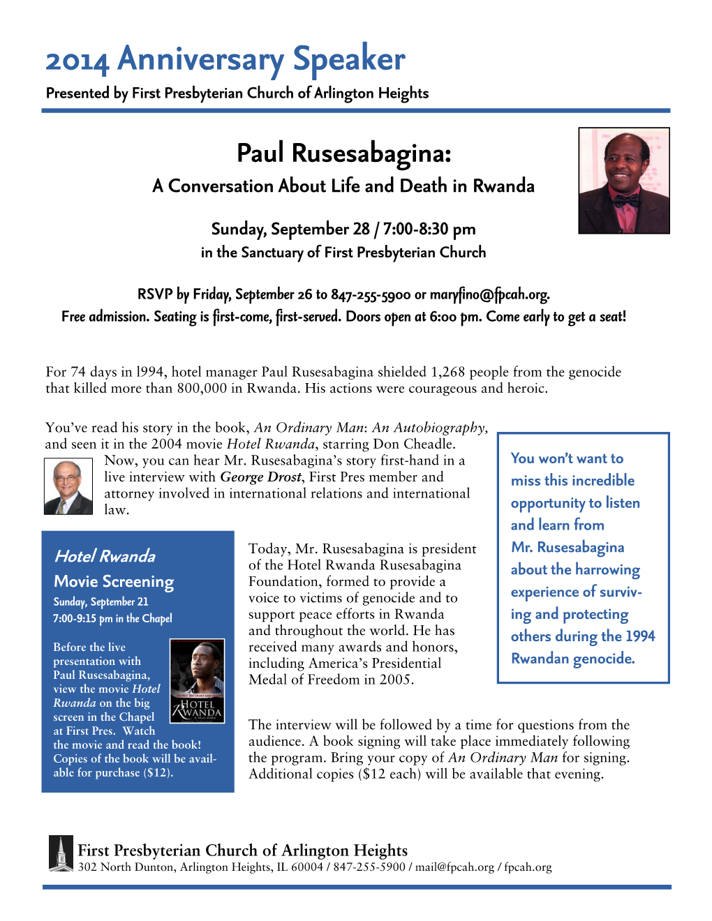 Paul Rusesabagina First Pres 2014 Anniversary Speaker.Pub