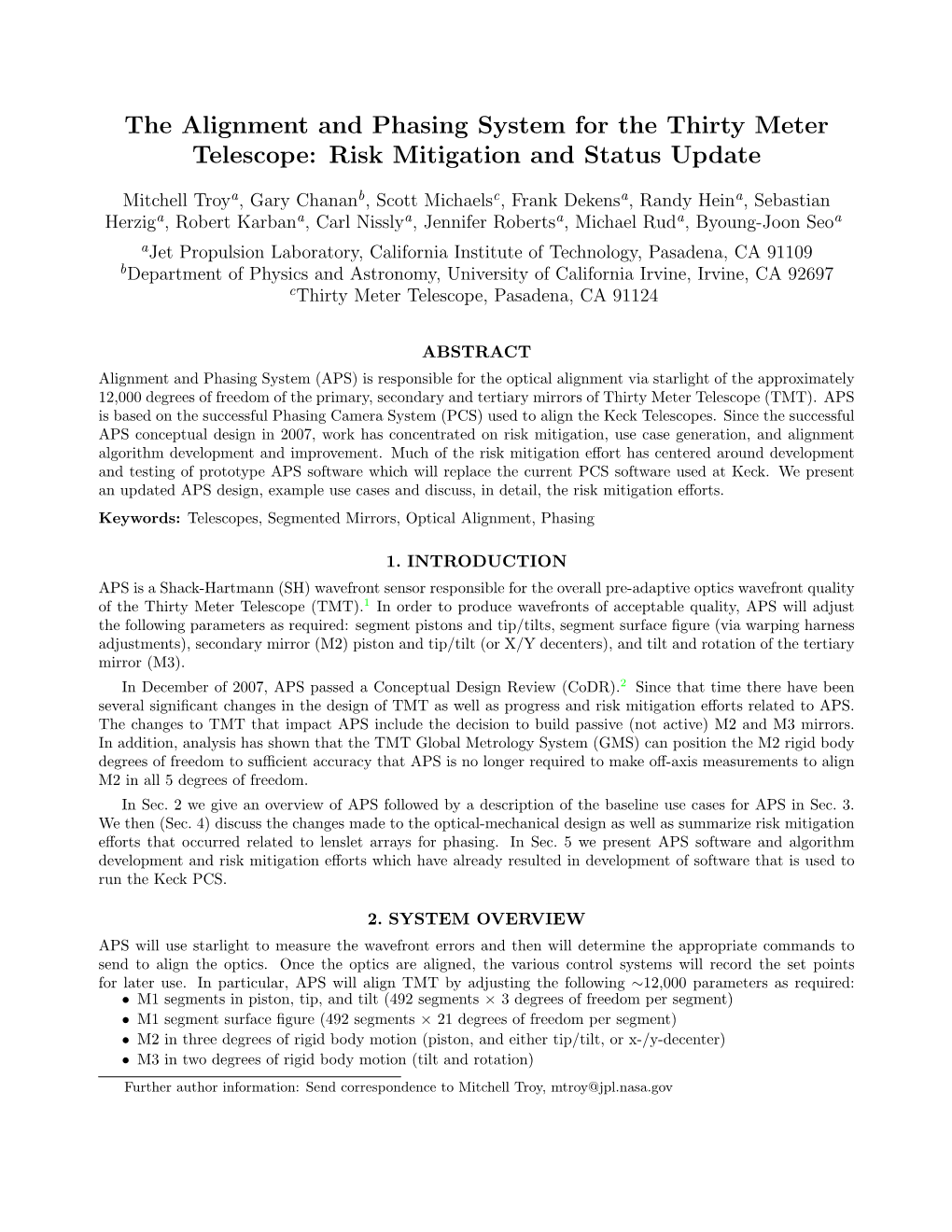 The Alignment and Phasing System for the Thirty Meter Telescope: Risk Mitigation and Status Update