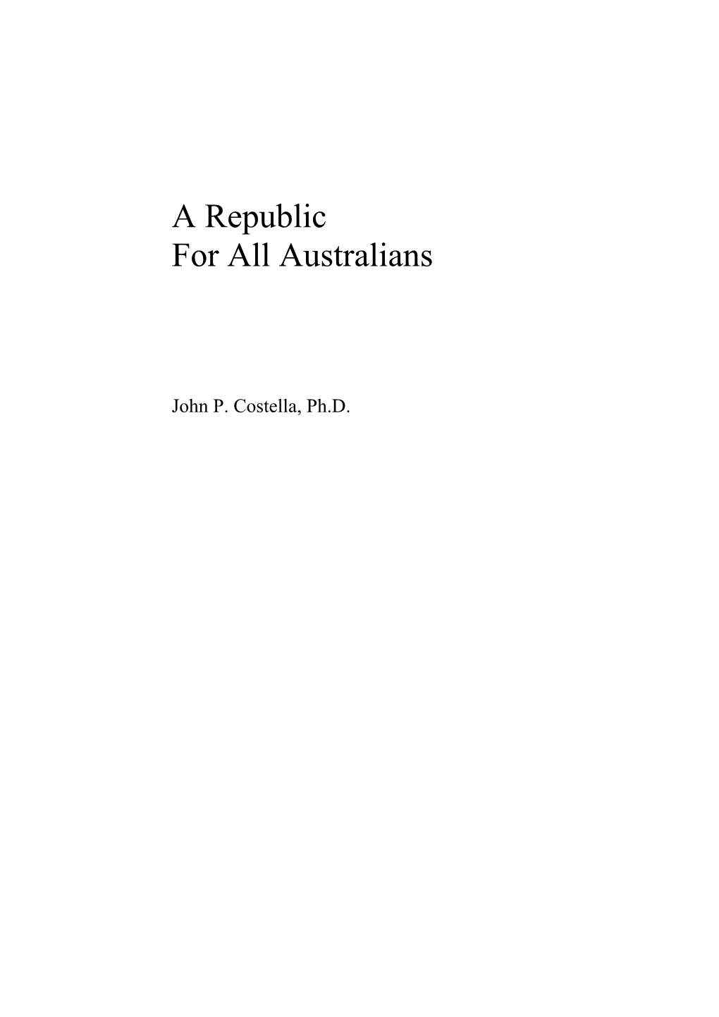 A Republic for All Australians