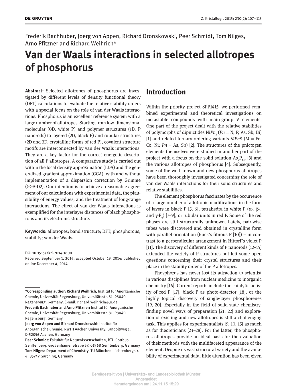 Van Der Waals Interactions in Selected Allotropes of Phosphorus