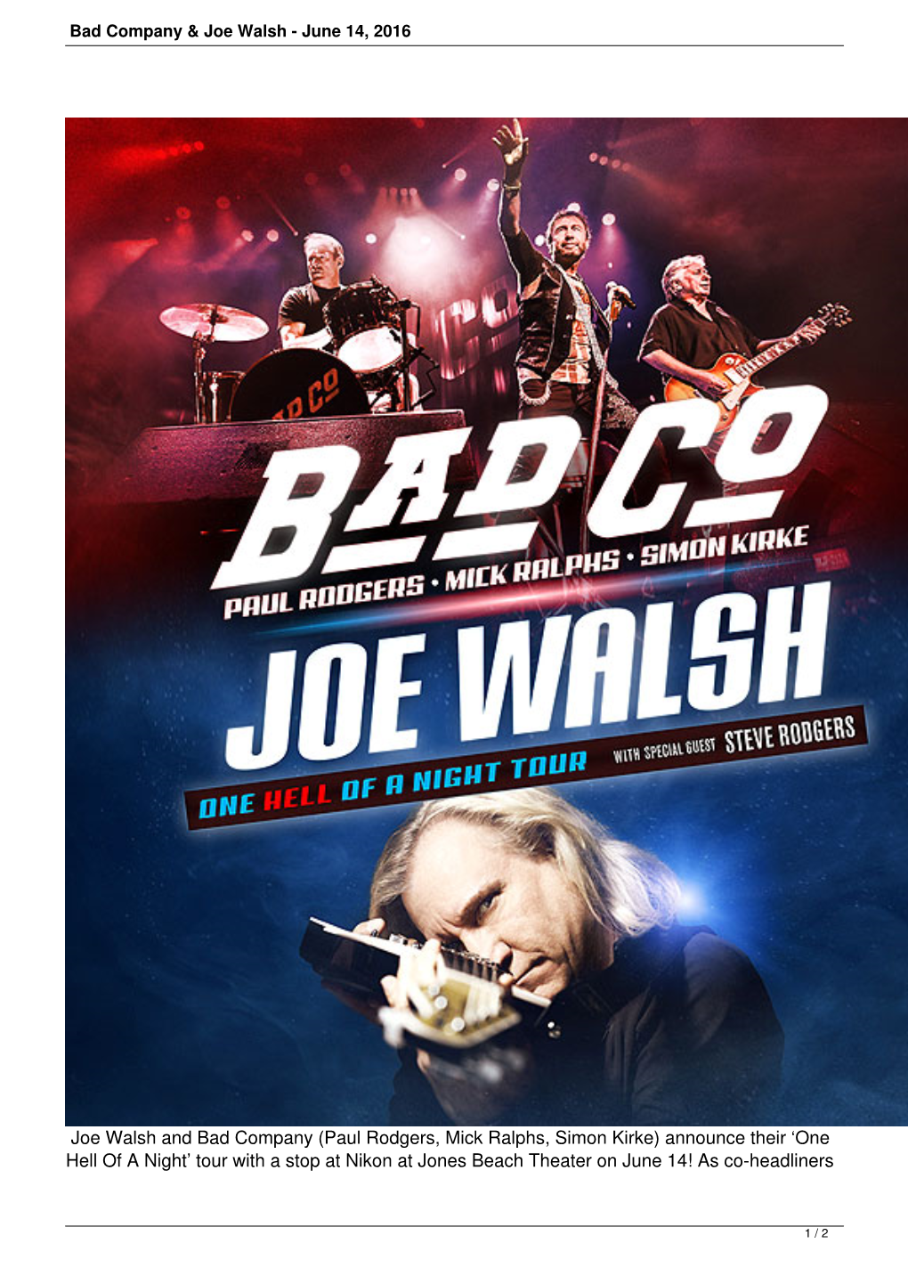 Bad Company & Joe Walsh