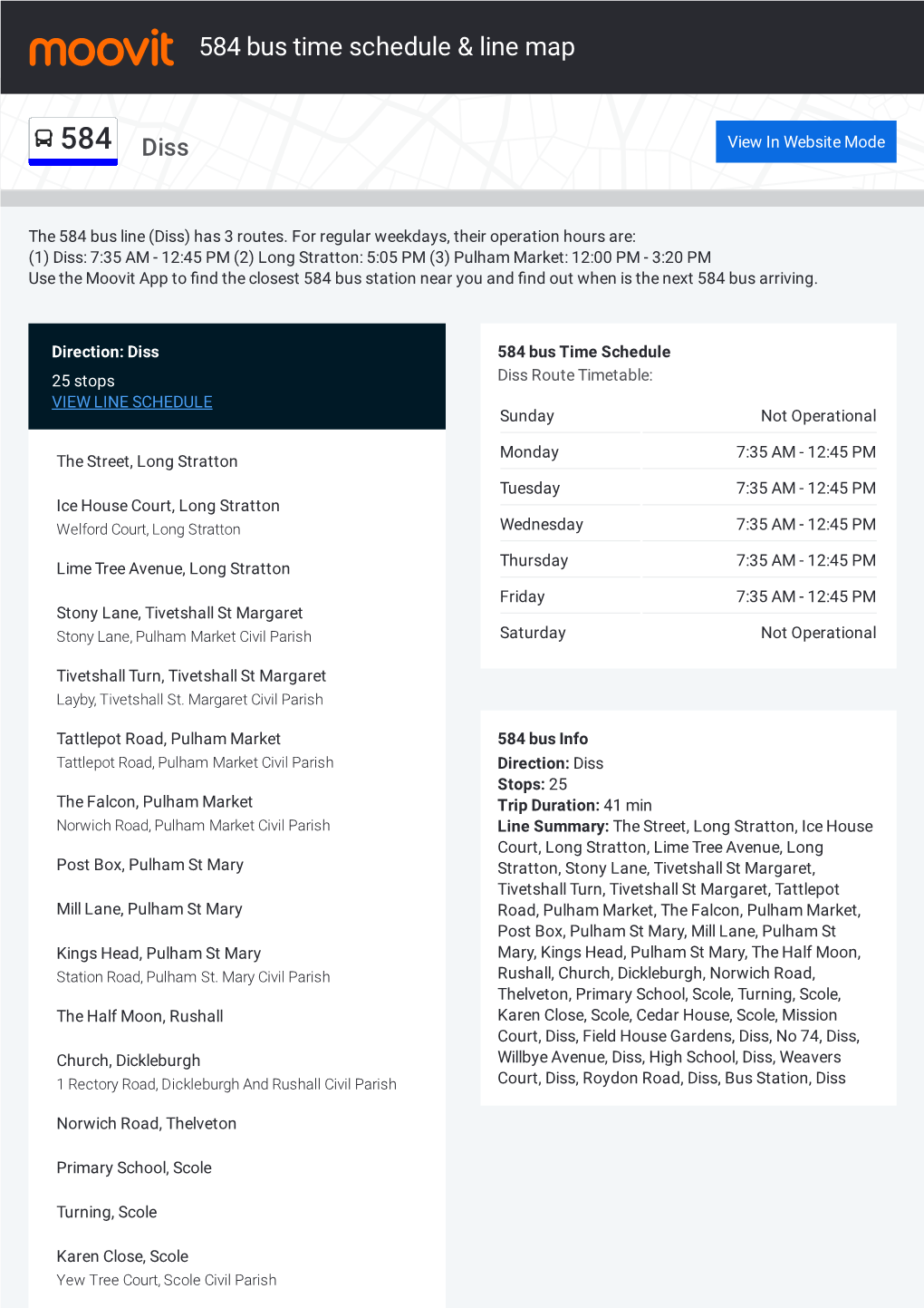 584 Bus Time Schedule & Line Route