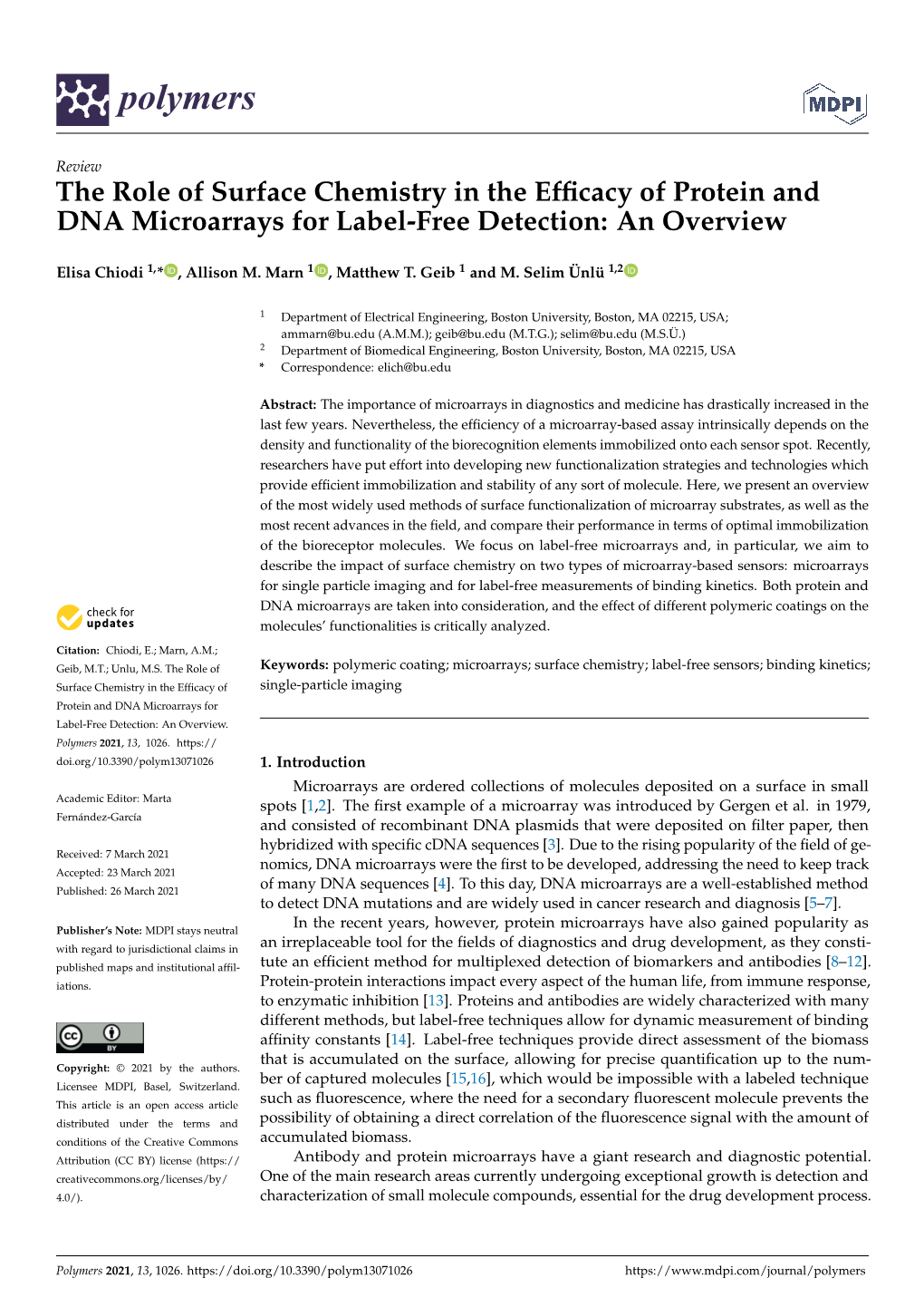 The Role of Surface Chemistry in the Efficacy of Protein and DNA Microarrays for Label-Free Detection: an Overview