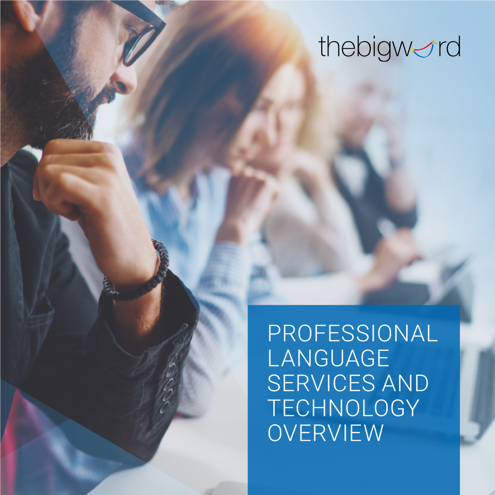 PROFESSIONAL LANGUAGE SERVICES and TECHNOLOGY OVERVIEW Are You Looking for Effective Professional Language Services You Can Rely On? WHY THEBIGWORD?