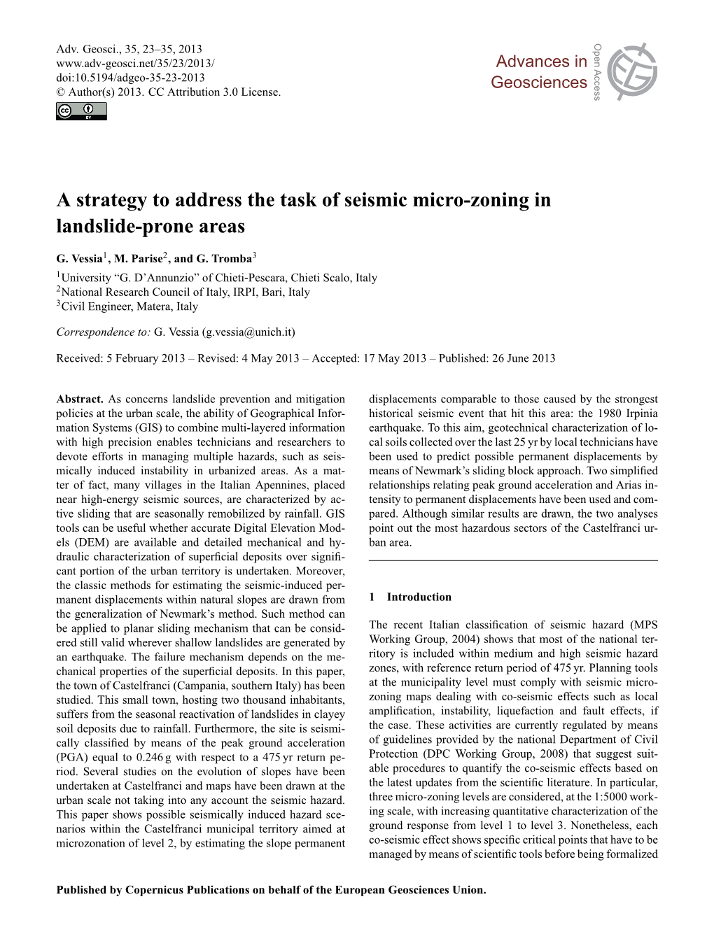 A Strategy to Address the Task of Seismic Micro-Zoning in Landslide