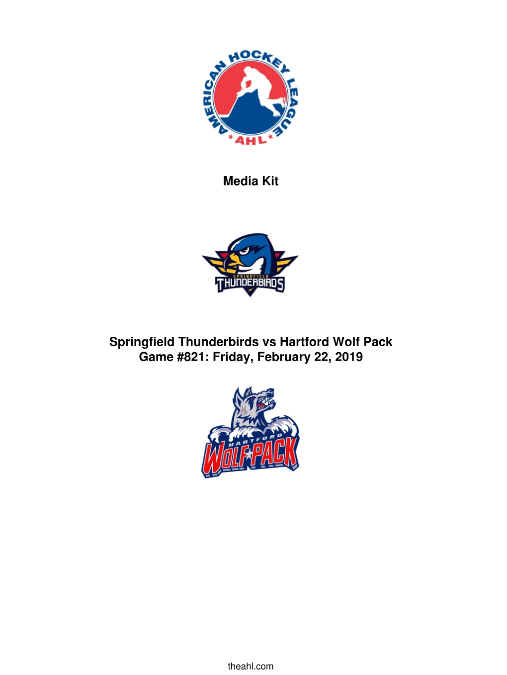 Media Kit Springfield Thunderbirds Vs Hartford Wolf Pack Game #821