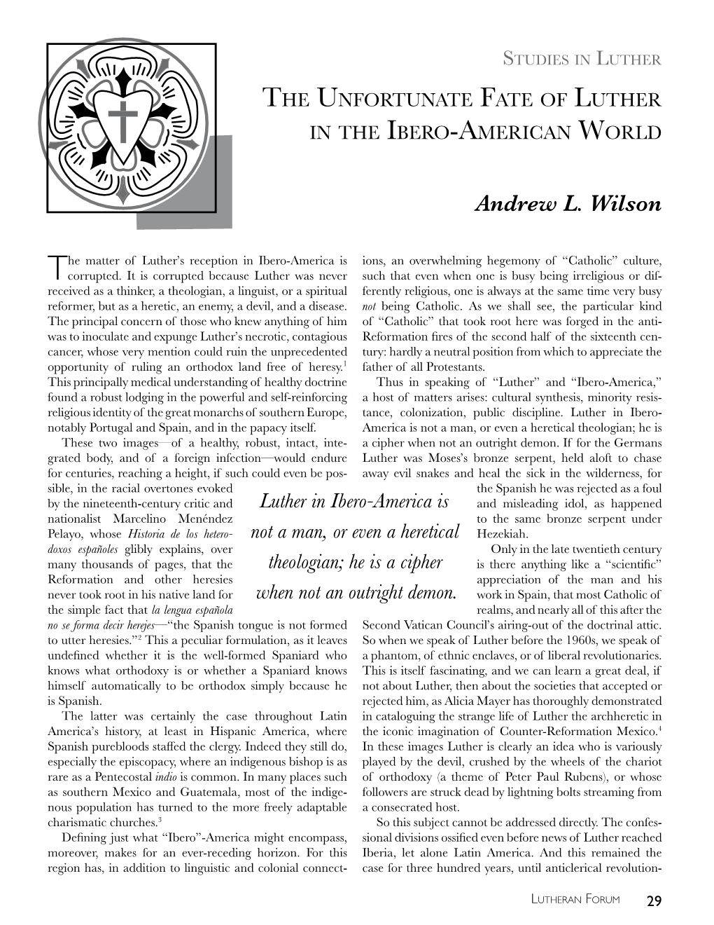 Lutheran Forum Vol. 43, No. 2, Summer 2009