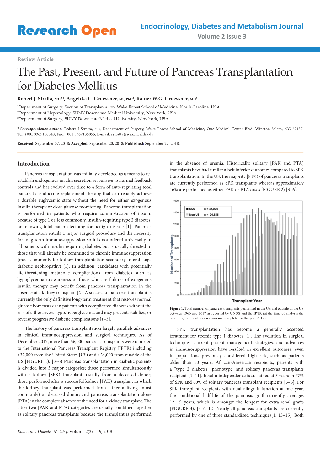 View Article the Past, Present, and Future of Pancreas Transplantation for Diabetes Mellitus