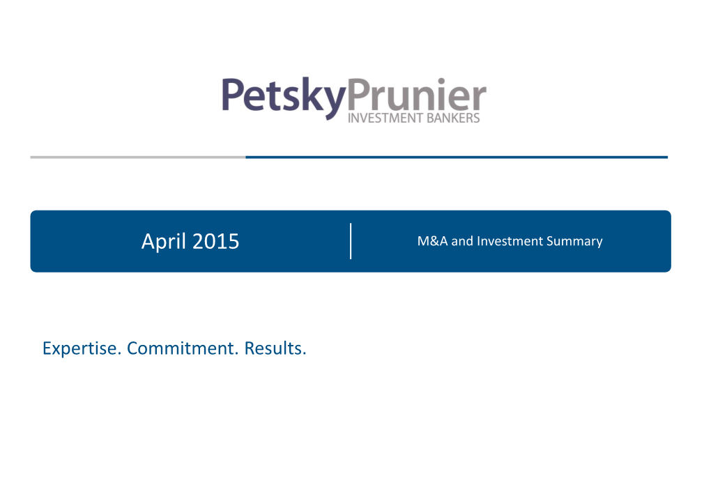 April 2015 M&A and Investment Summary 245245 232232 184184