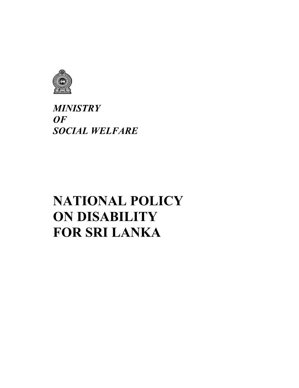 National Policy on Disability for Sri Lanka