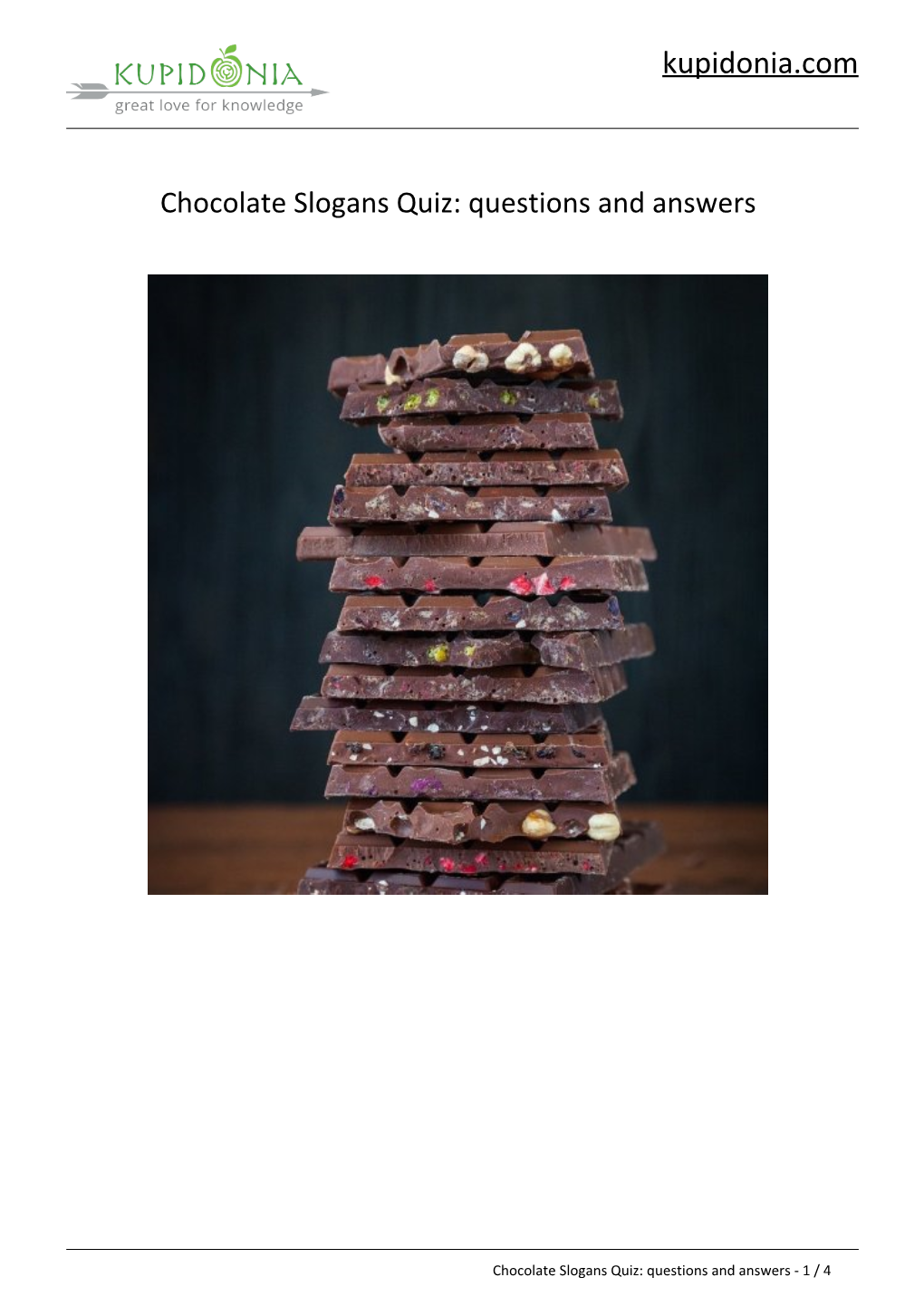 Chocolate Slogans Quiz: Questions and Answers