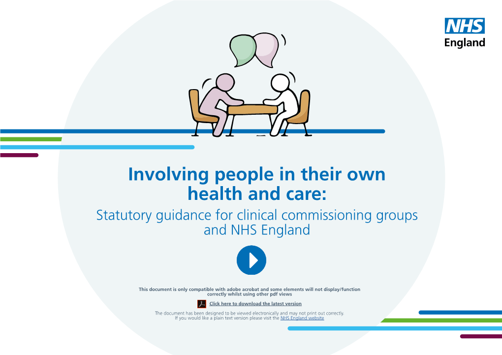 Involving People in Their Own Health and Care: Statutory Guidance for Clinical Commissioning Groups and NHS England