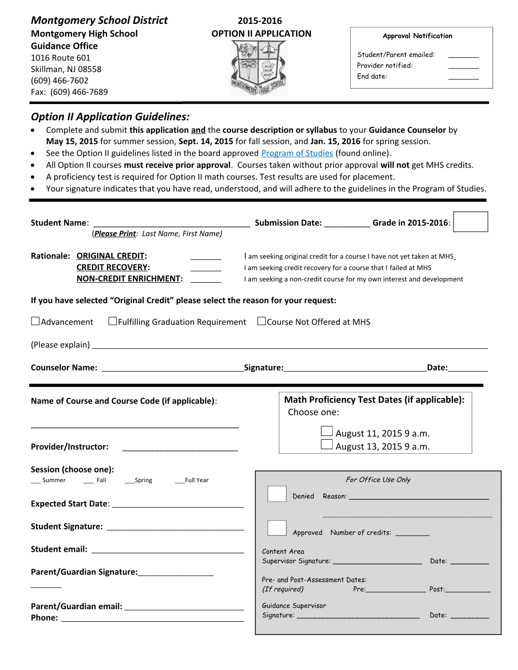 Option II Application