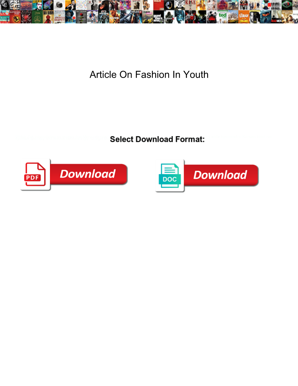 Article on Fashion in Youth