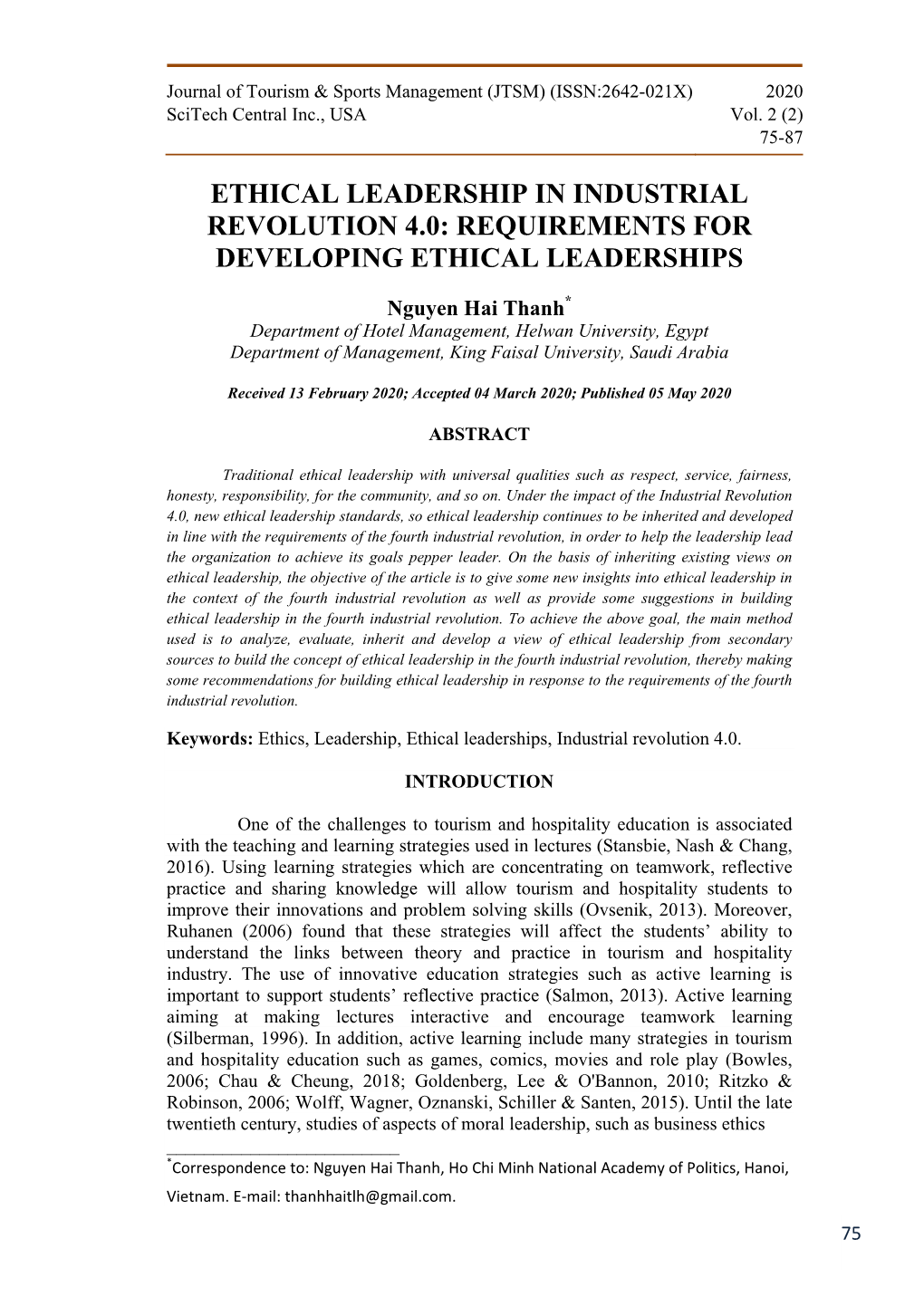 Ethical Leadership in Industrial Revolution 4.0: Requirements for Developing Ethical Leaderships