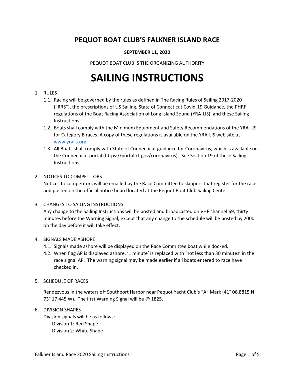 Sailing Instructions