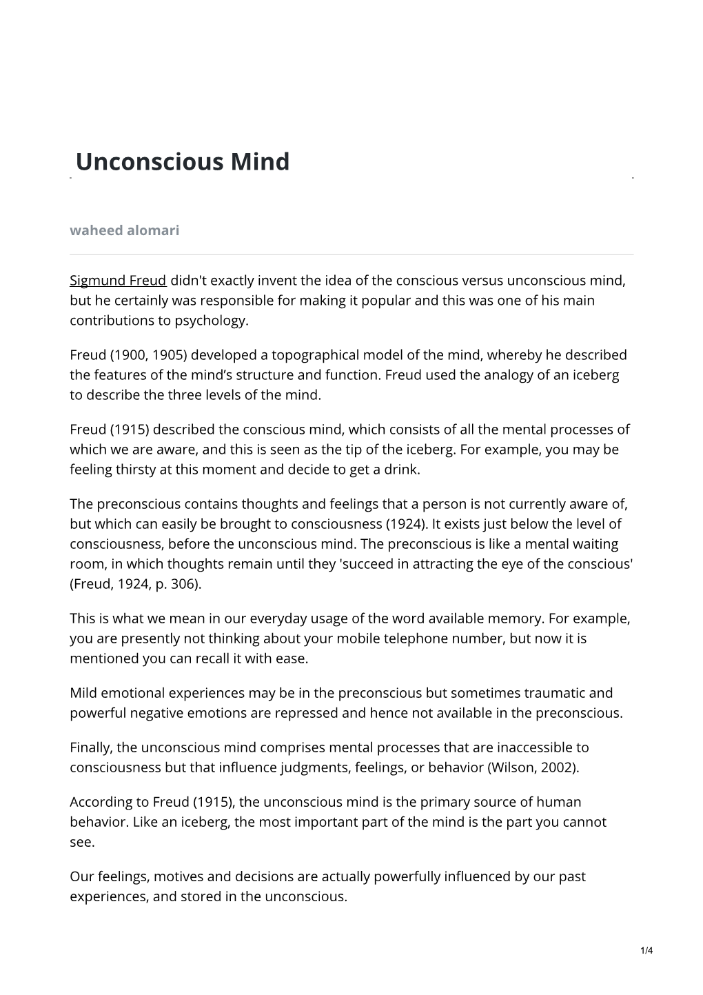 Freud and the Unconscious Mind