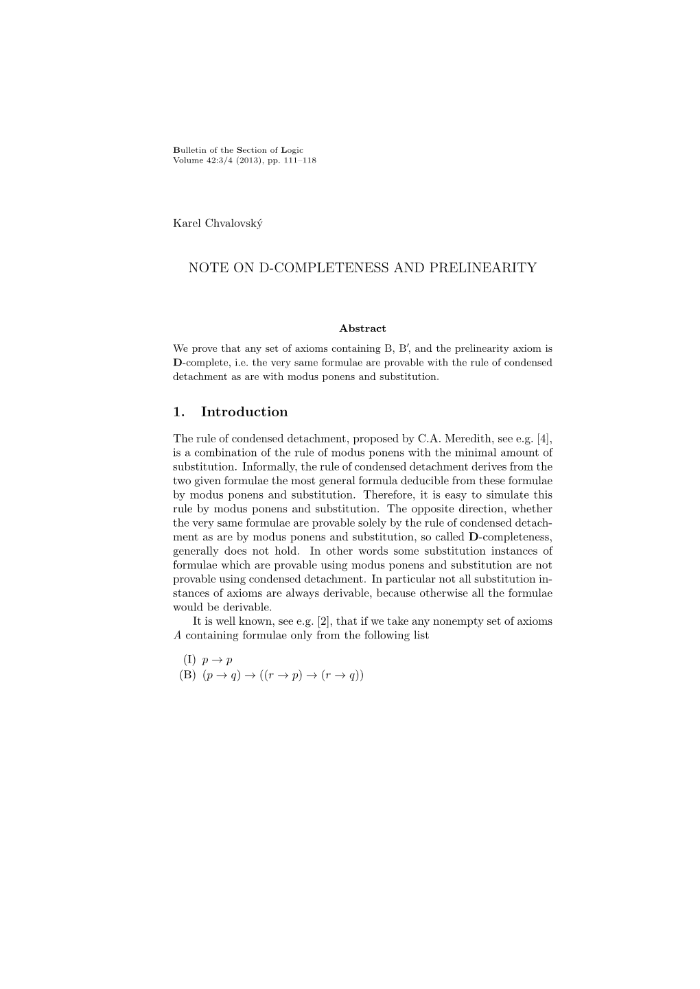 NOTE on D-COMPLETENESS and PRELINEARITY 1. Introduction