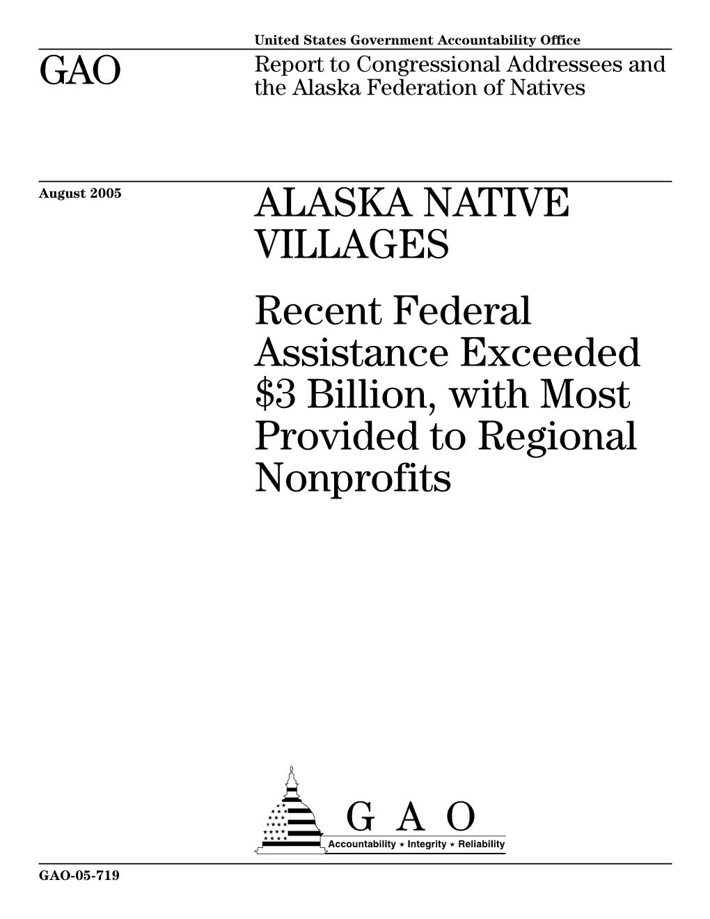 GAO-05-719 Alaska Native Villages: Recent Federal Assistance
