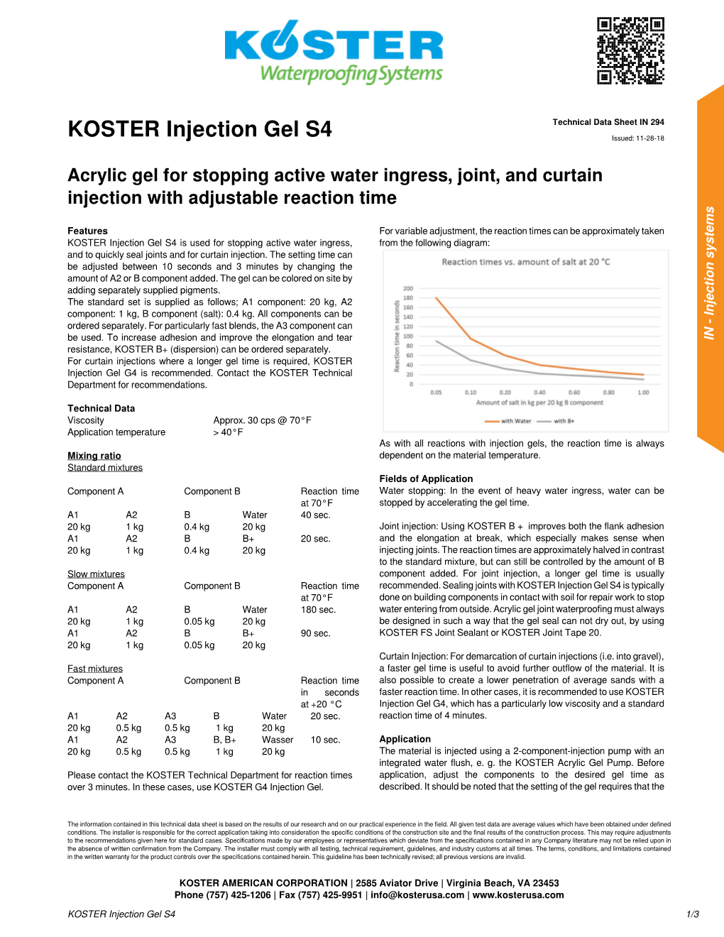 Technical Data Sheet in 294 KOSTER Injection Gel S4