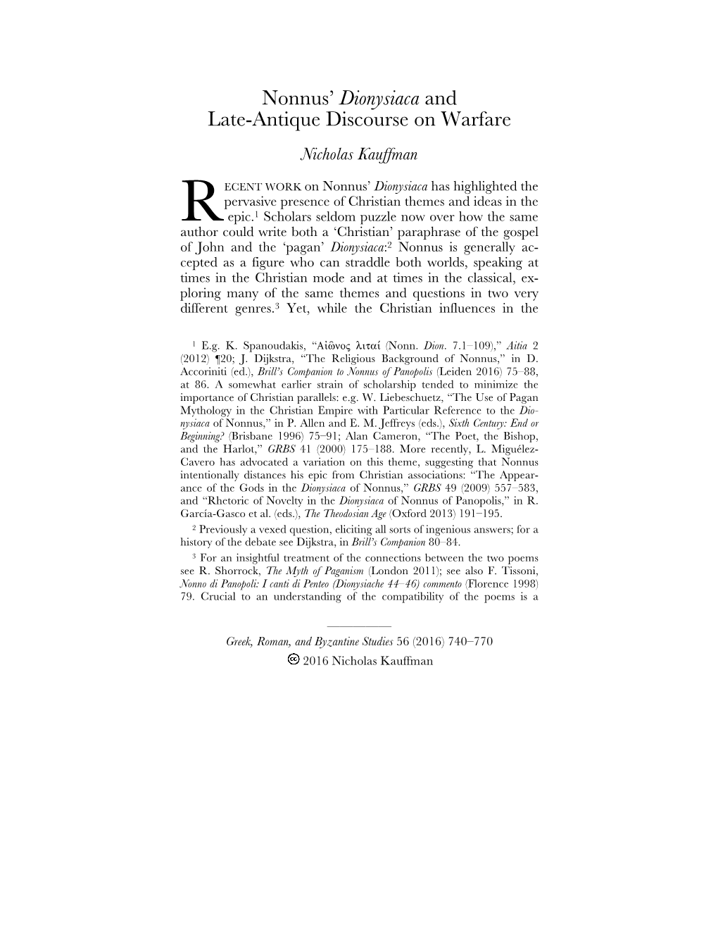 Nonnus' Dionysiaca and Late-Antique Discourse on Warfare