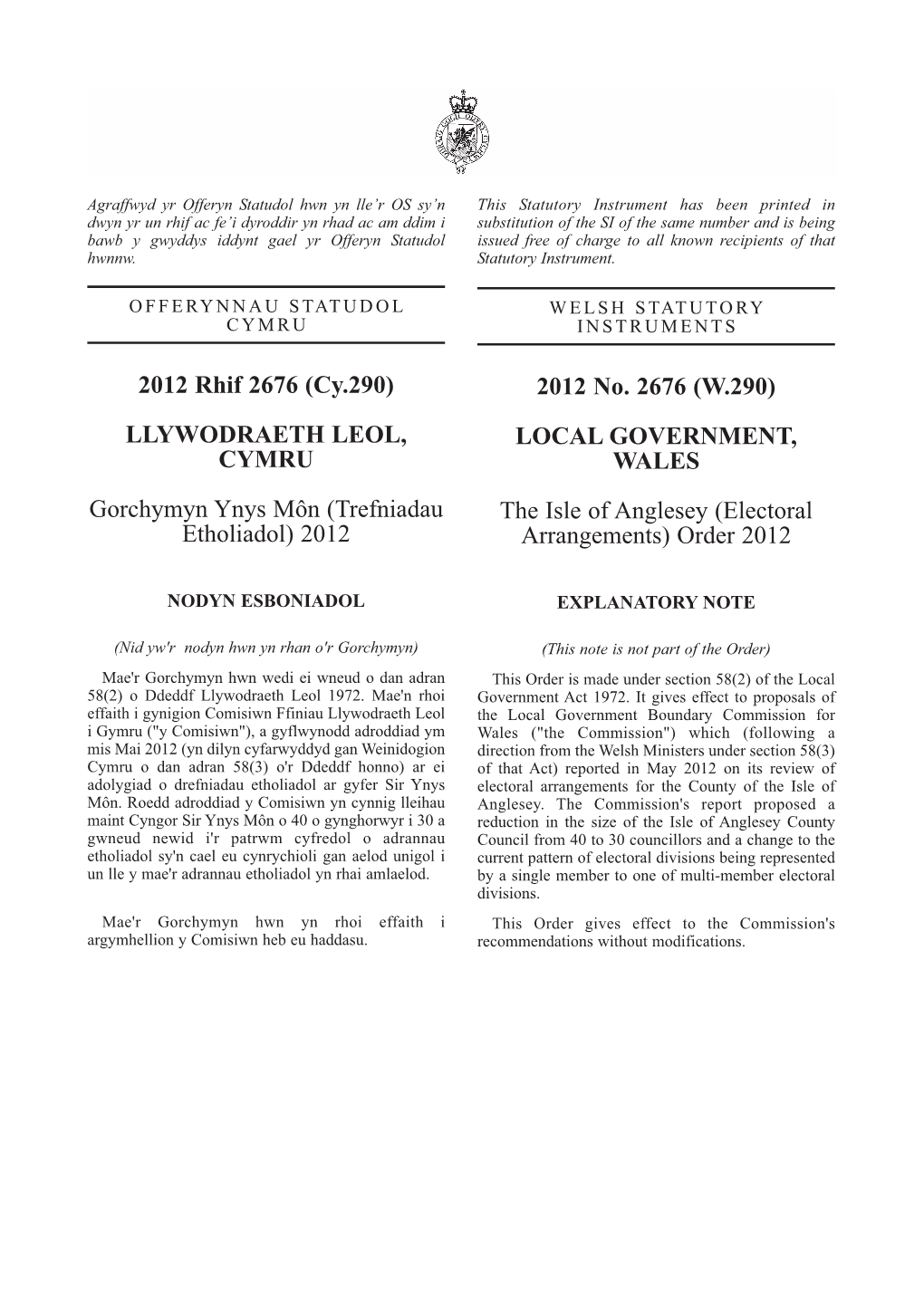 Electoral Arrangements for the County of the Isle of Môn