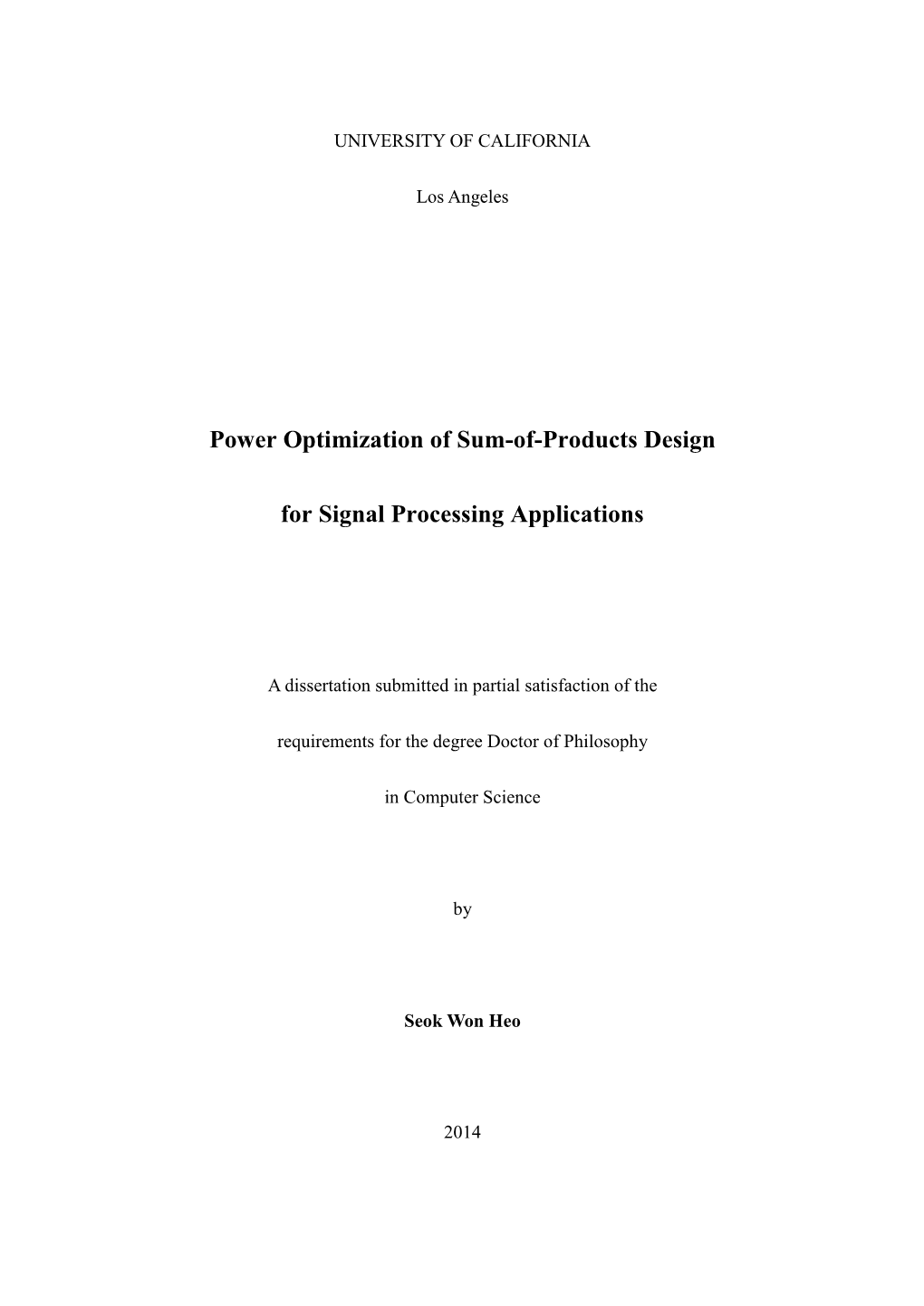 Power Optimization of Sum-Of-Products Design for Signal Processing Applications, in Proc