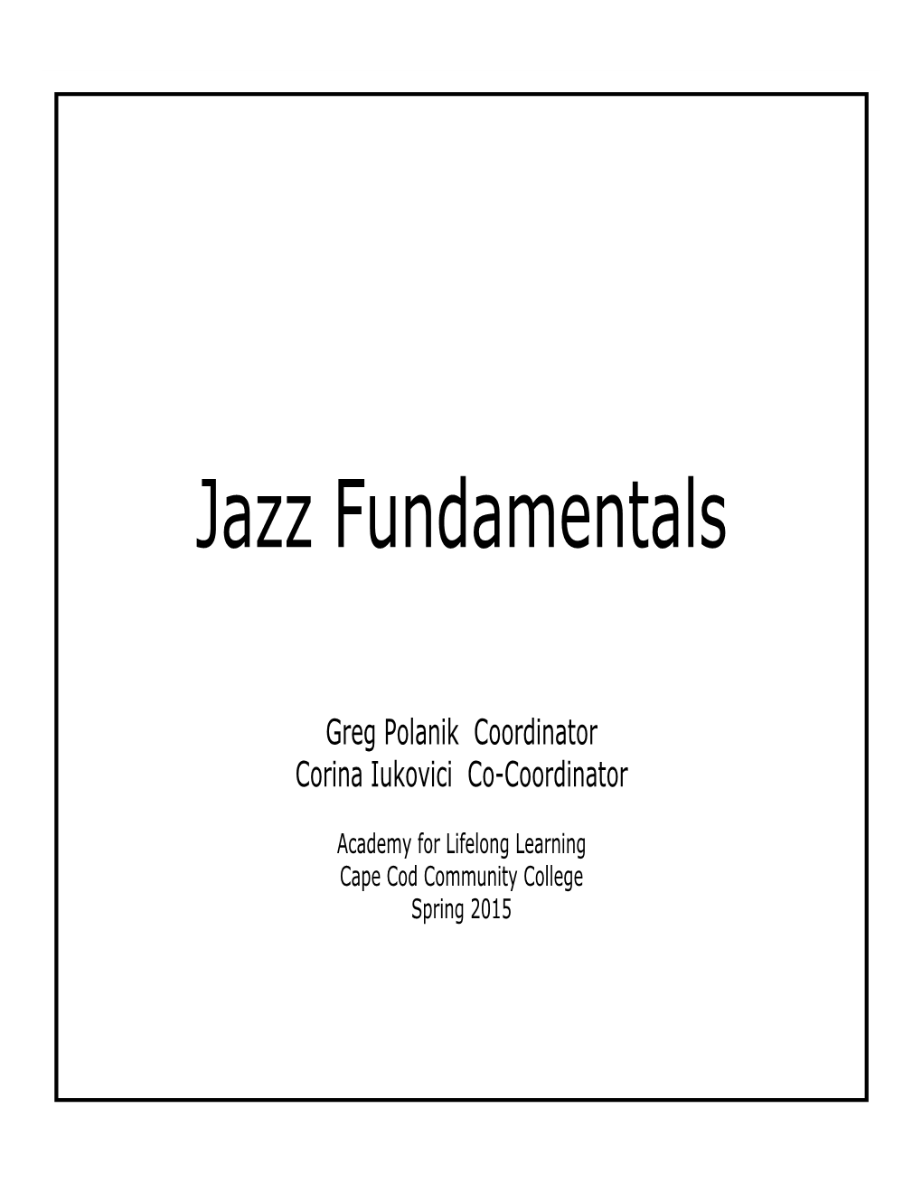 Jazz Fundamentals