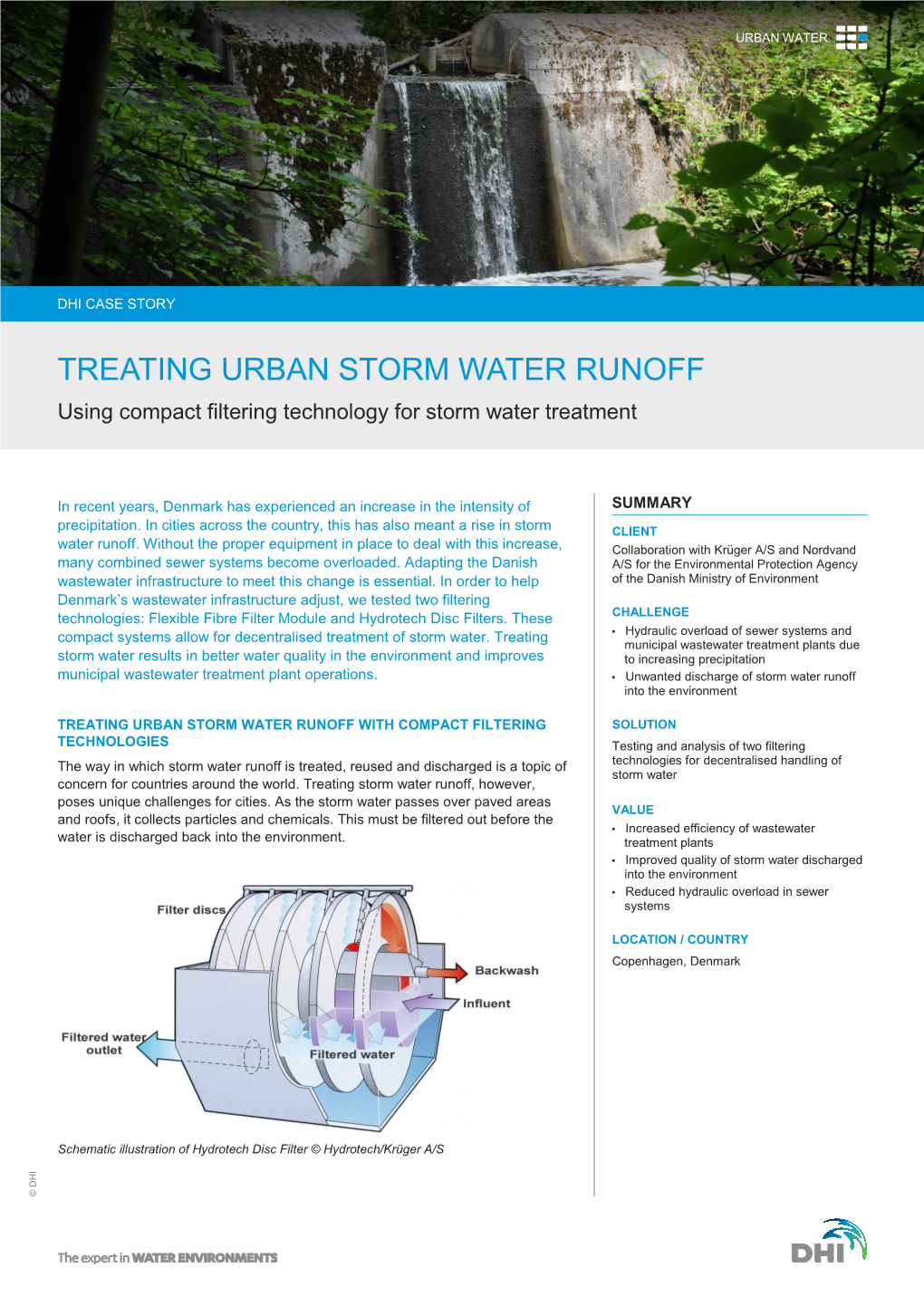 TREATING URBAN STORM WATER RUNOFF DHICASE STORY Discharged Backwater the Into Environment