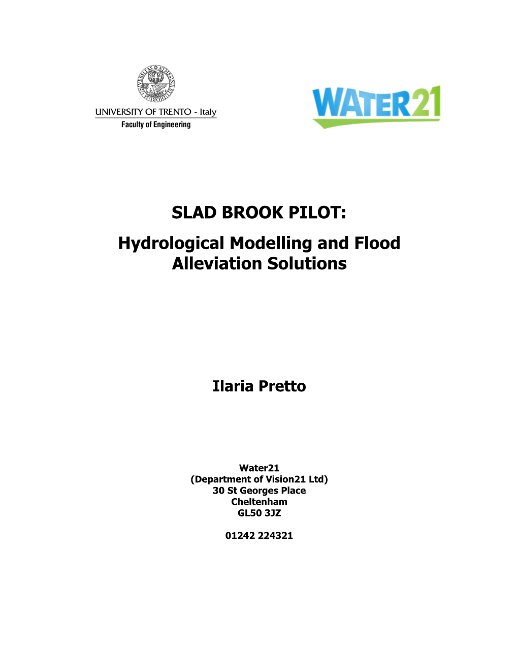 SLAD BROOK PILOT: Hydrological Modelling and Flood Alleviation Solutions