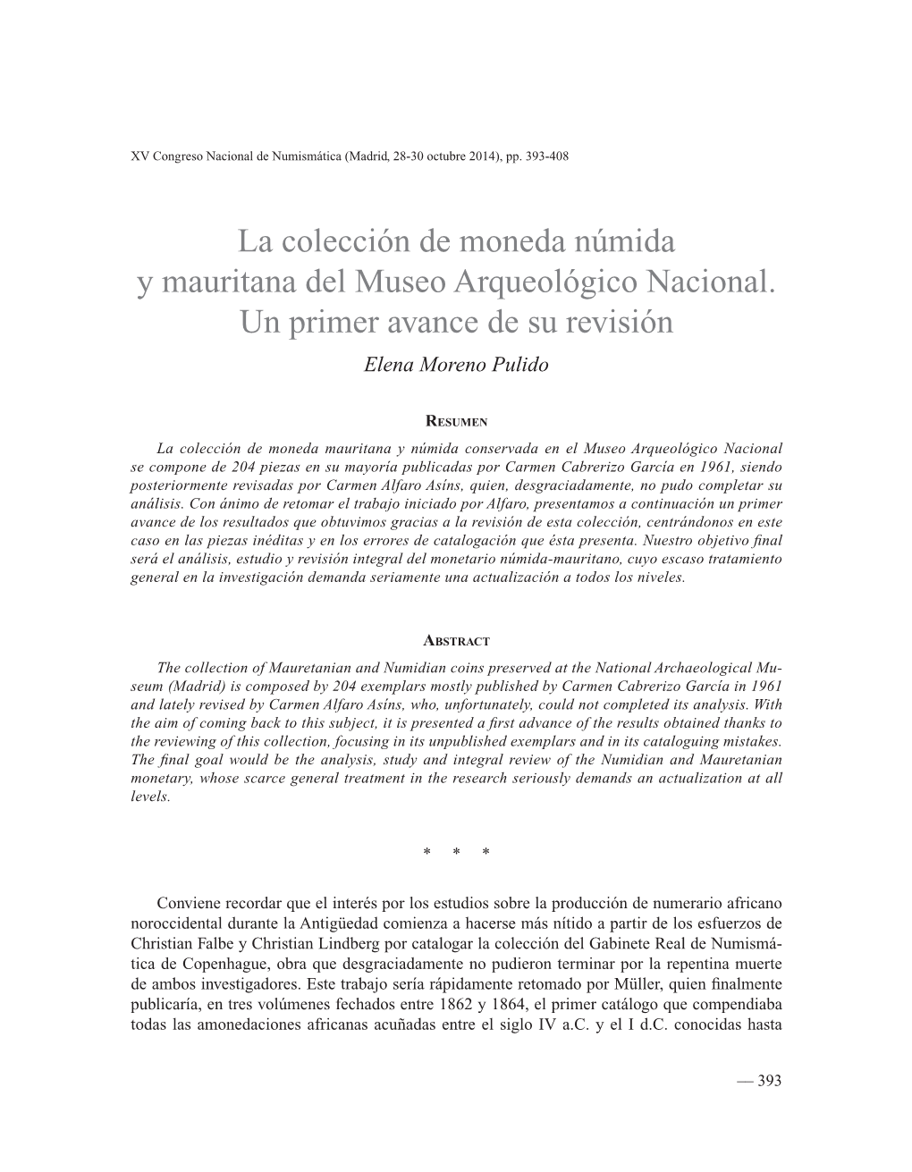 La Colección De Moneda Númida Y Mauritana Del Museo Arqueológico Nacional