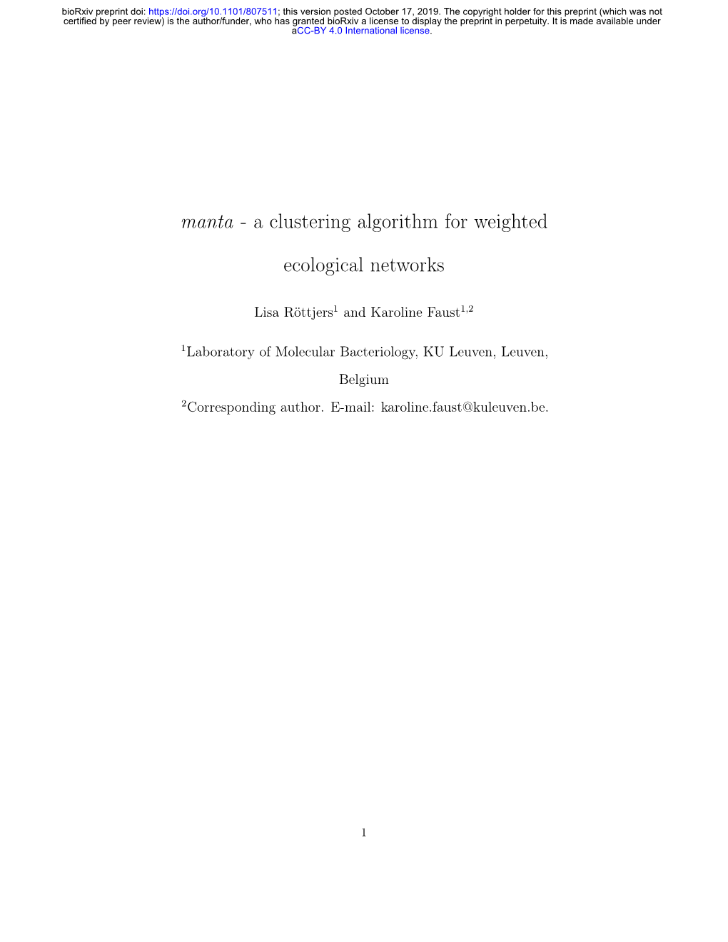 A Clustering Algorithm for Weighted Ecological Networks