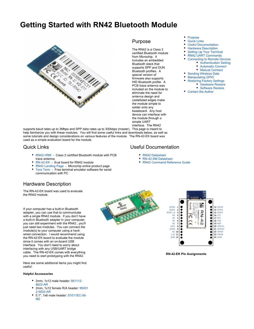 Getting Started with RN42 Bluetooth Module