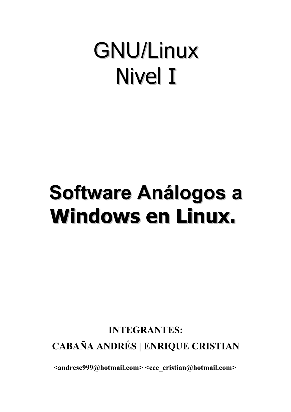GNU/Linux Nivel I