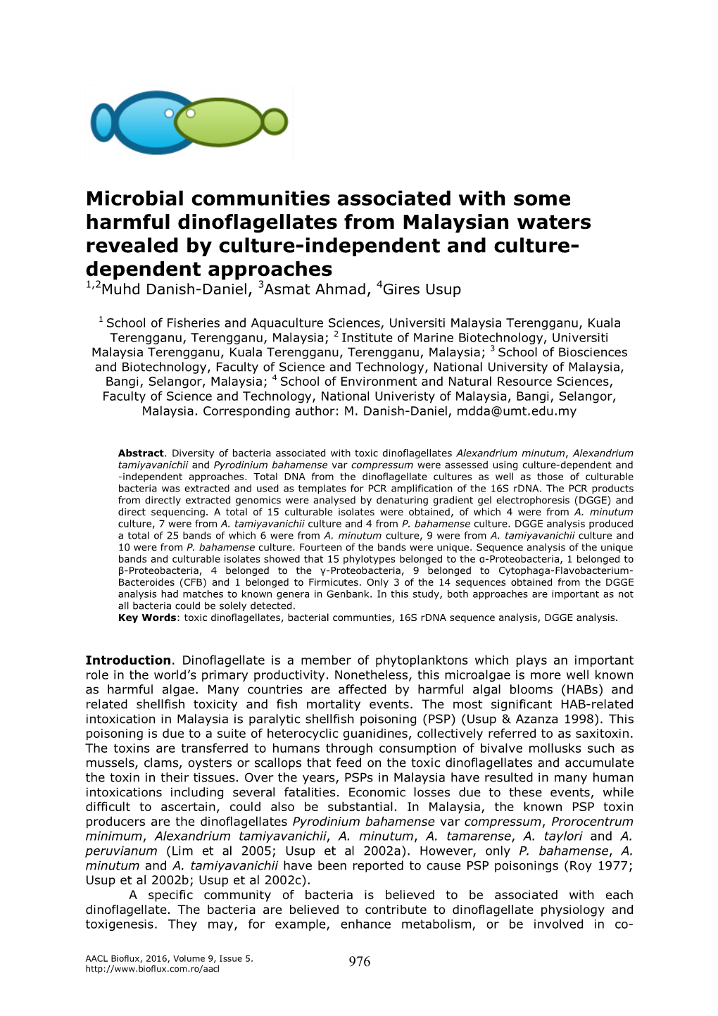 Microbial Communities Associated with Some Harmful Dinoflagellates From