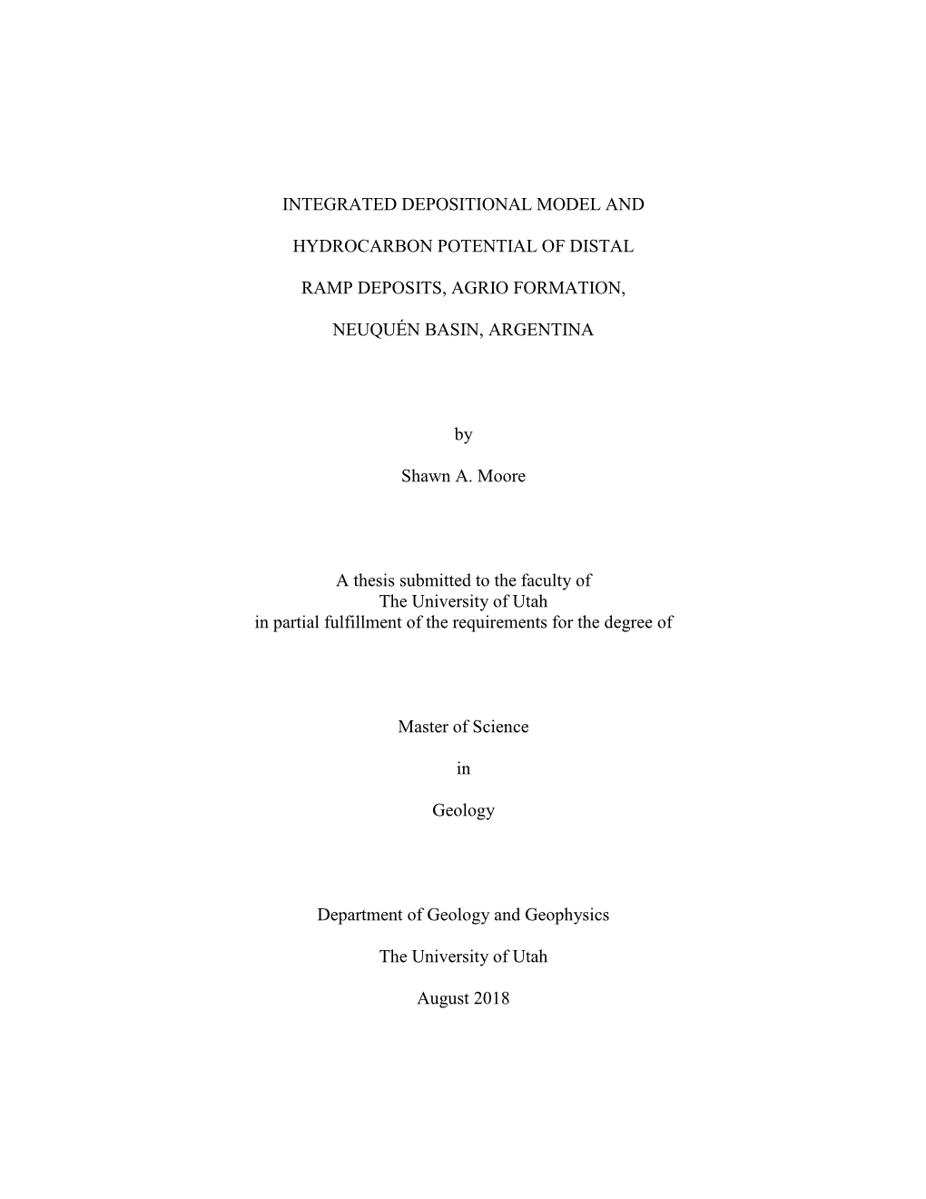 Integrated Depositional Model and Hydrocarbon