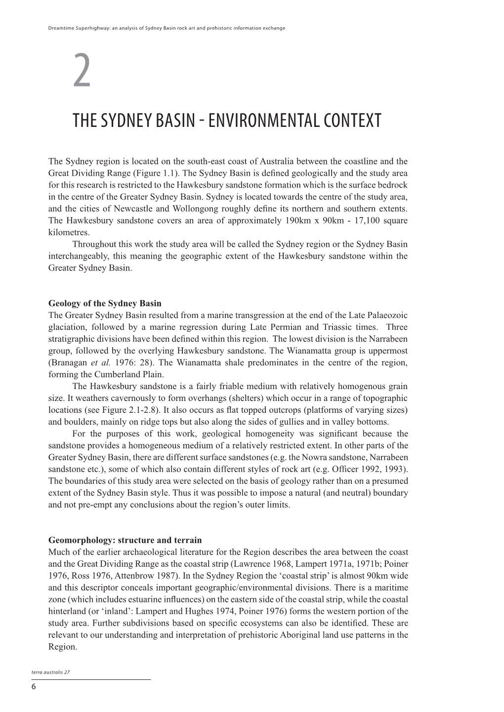 The Sydney Basin - Environmental Context