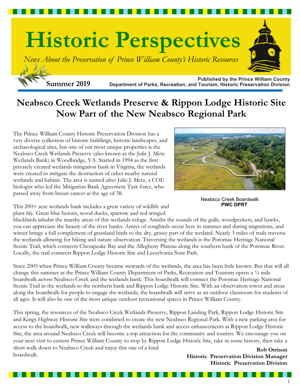 Historic Perspectives News About the Preservation of Prince William County’S Historic Resources