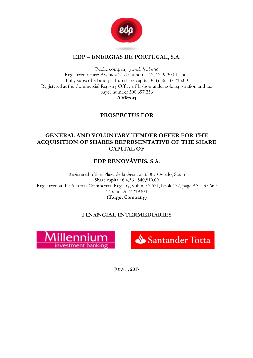 Edp – Energias De Portugal, S.A. Prospectus For