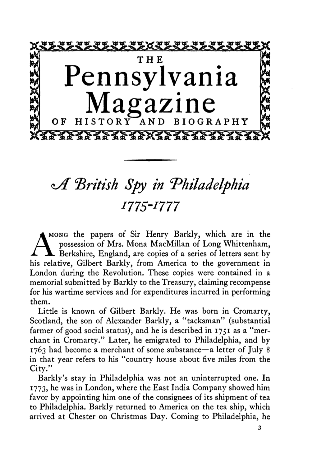 Pennsylvania Magazine of HISTORY and BIOGRAPHY