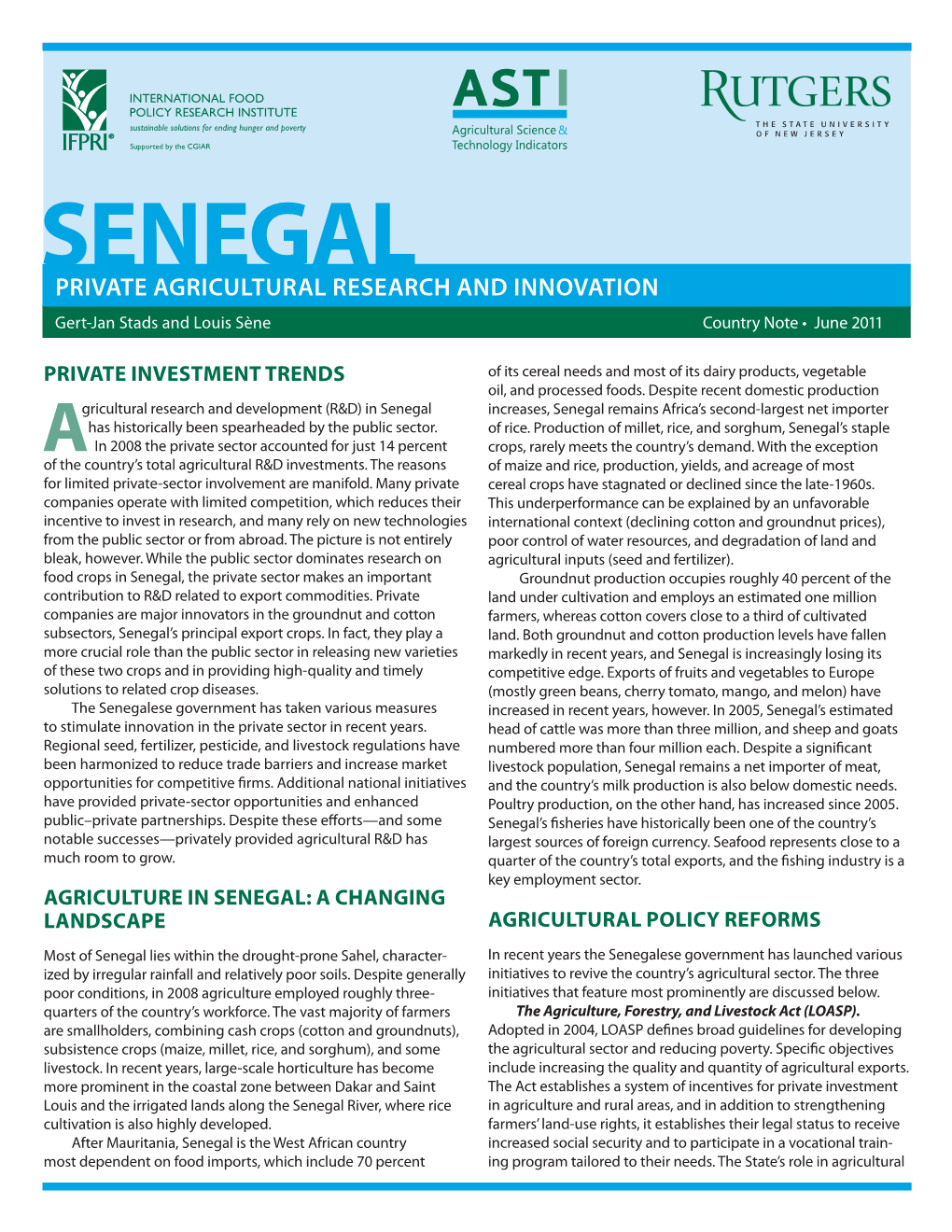 Senegal Private Agricultural Research and Innovation