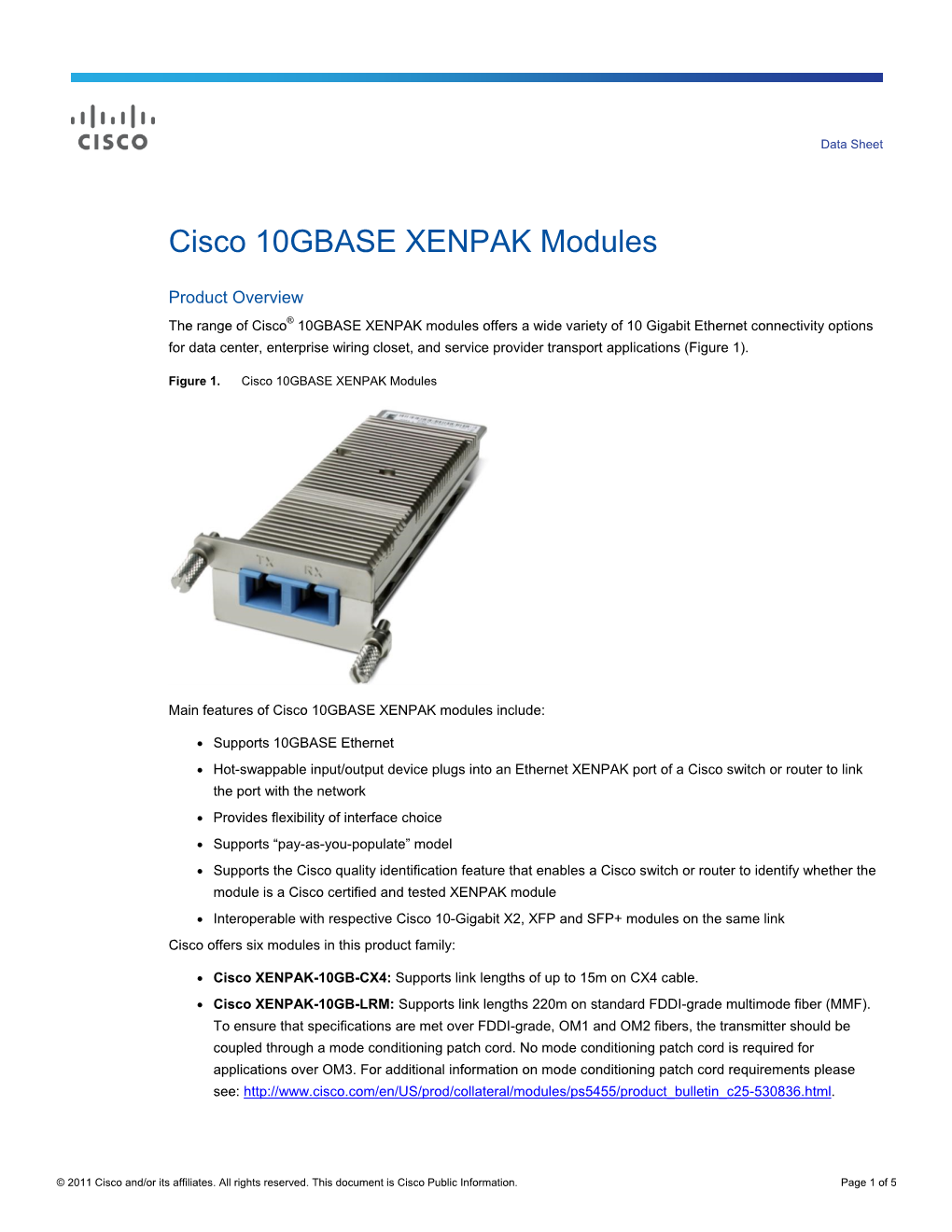 Cisco 10GBASE XENPAK Modules