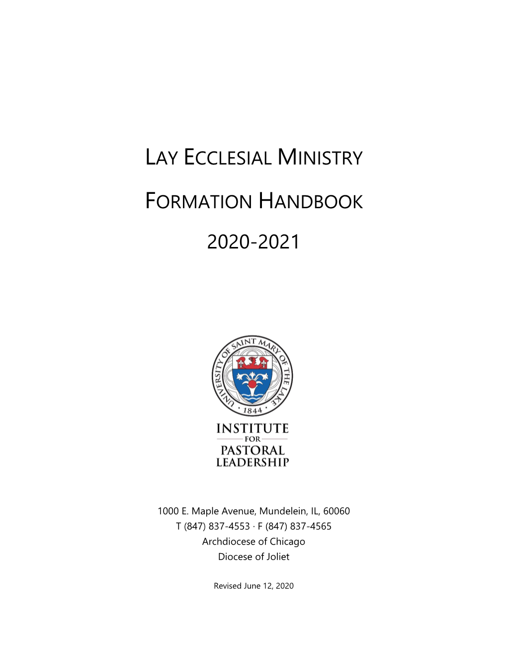 Lay Ecclesial Miistry Formation Handbook