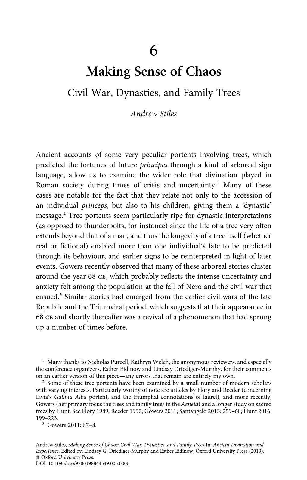 Making Sense of Chaos Civil War, Dynasties, and Family Trees