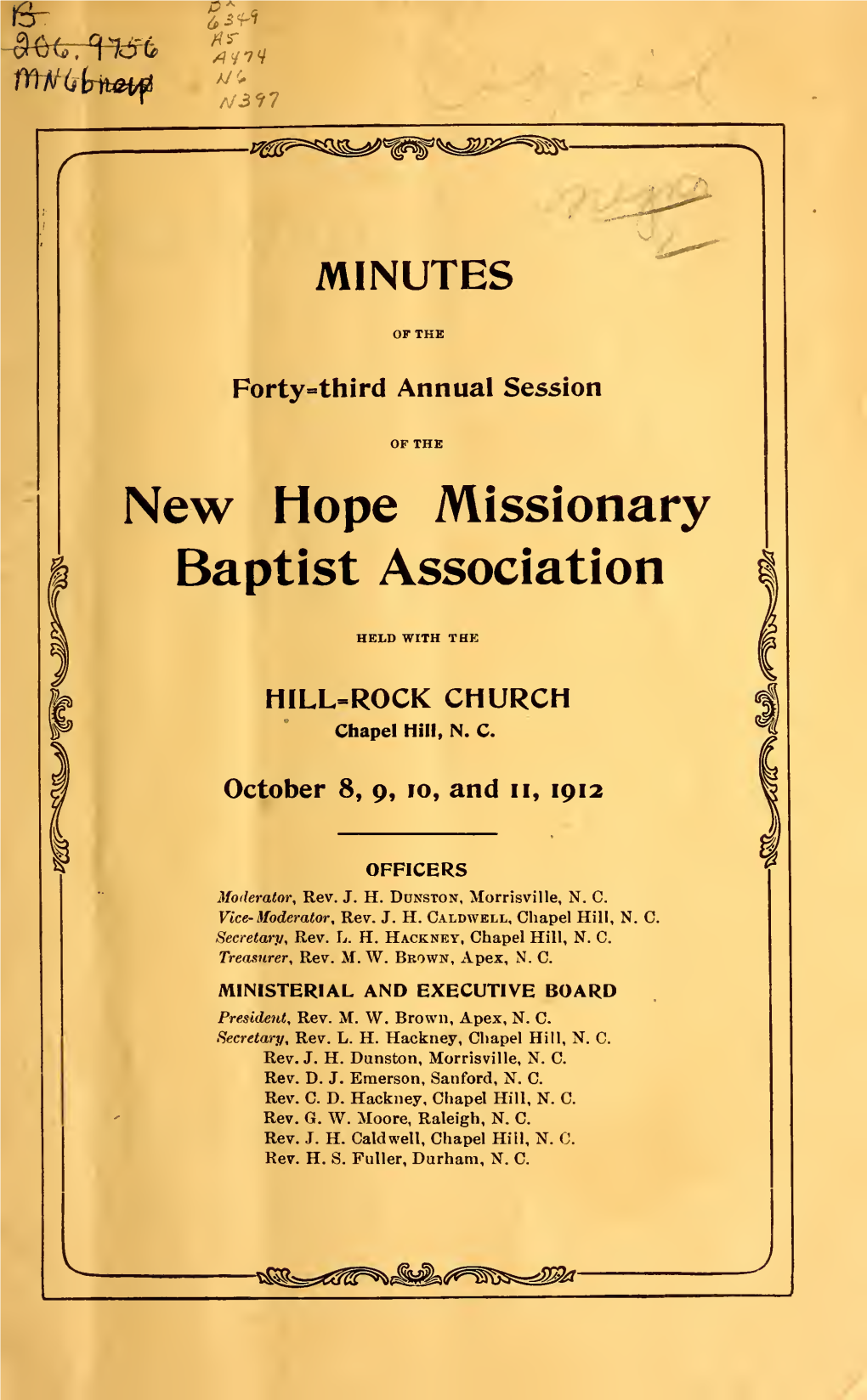 Minutes of the ... Annual Session of the New Hope Missionary Baptist