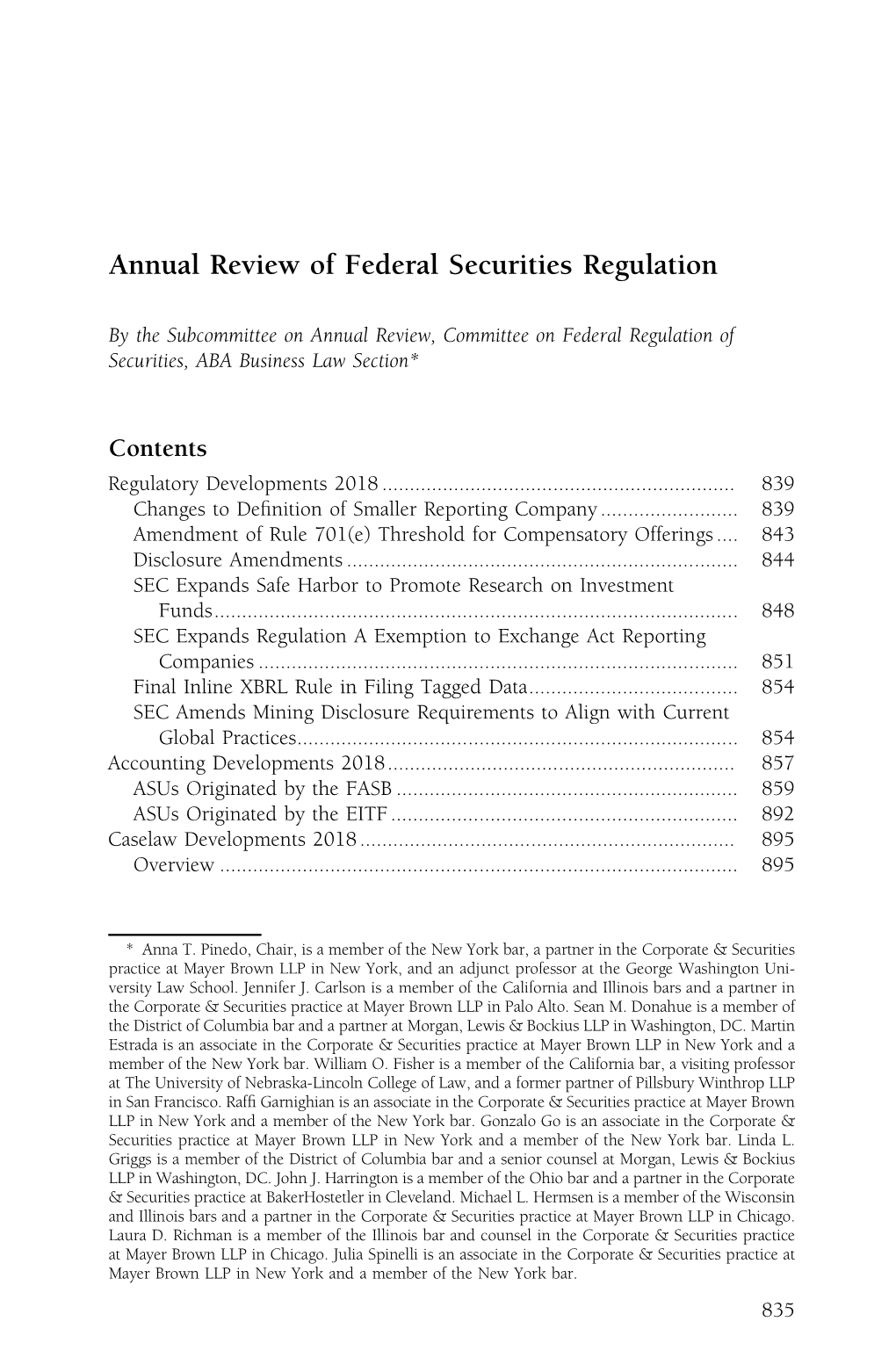 Annual Review of Federal Securities Regulation