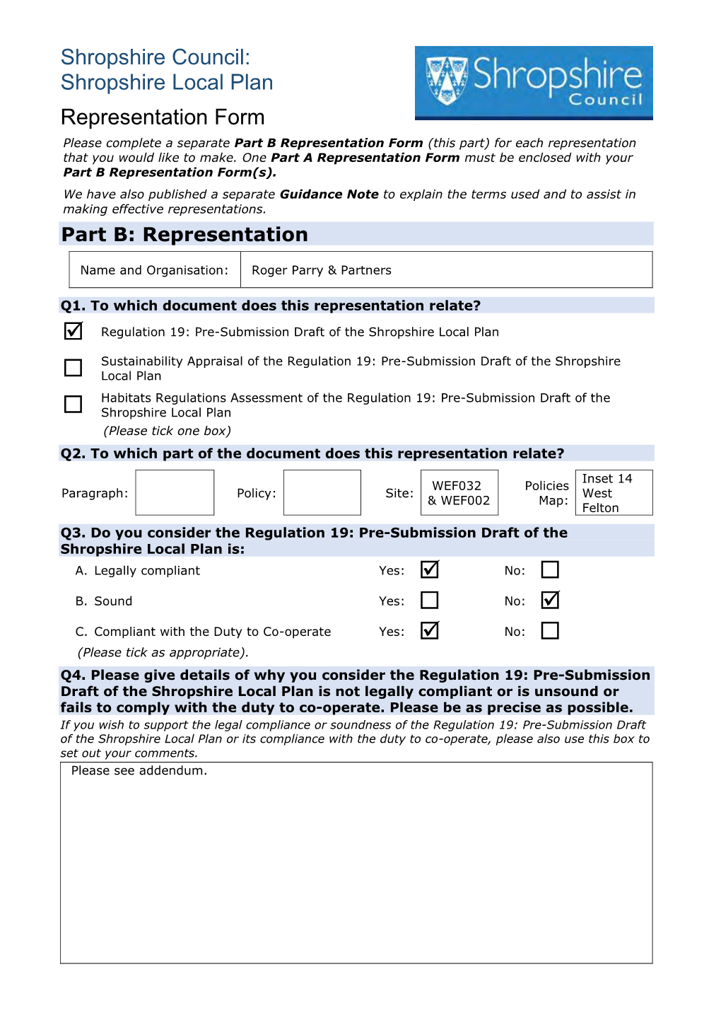 Shropshire Local Plan Representation Form